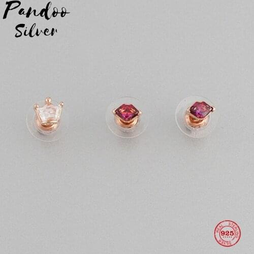 Fashion Charm Sterling Silver Original 1:1 Copy, Flame Red Lips Crown Combination Stud Earrings Women Luxury Jewelry Gifts