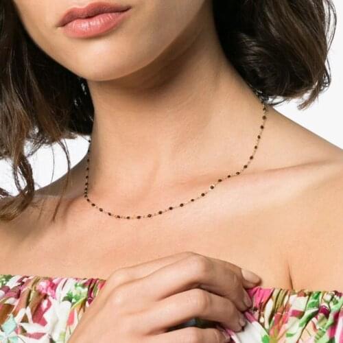 Womens Jewelry Gift summer Necklace Stainless Steel Enamel Link Cable Choker Chain Satellite Beaded Cable Ball Necklaces