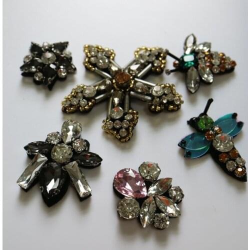 1pc Handmade rhinestone beads Patches sew on snowflake applique embroidery flower patches for clothing shoes beaded sequin parch