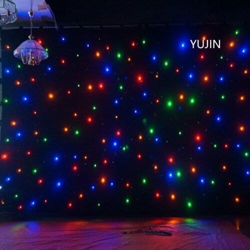 2*6M Christmas Stage Backdrop Led Star Cloth Curtain Light With Control