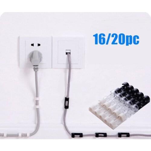 20pcs Self-adhesive Wire Organizer Line Cable Clip Buckle Clips Ties Fixer Fastener Holder Data Telephone Line Winder Sleeve