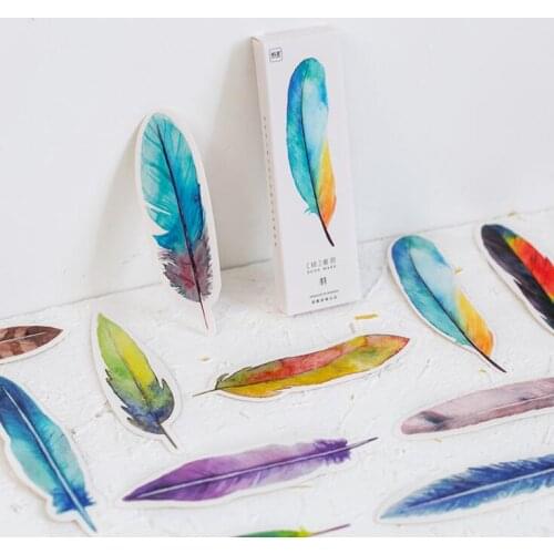 30 pcs/pack Colorful Feather Bookmark Paper Cartoon Animals Bookmark Promotional Gift Stationery Film Bookmark