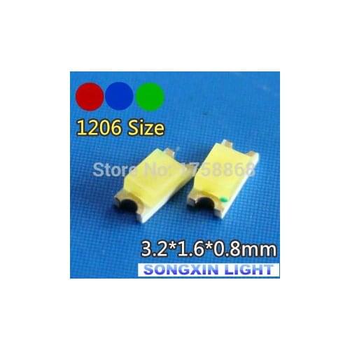 300pcs/lot) 1206 SMD LED Kits Red Blue Green 3 colors each 100pcs High Bright 3216 Size led 1206