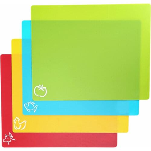 4PCS/SET 38x30.5cm Flexible Non-slip Rectangle Plastic Cutting Mats Chopping Block Back food cutting board Cutting Kitchen Tool