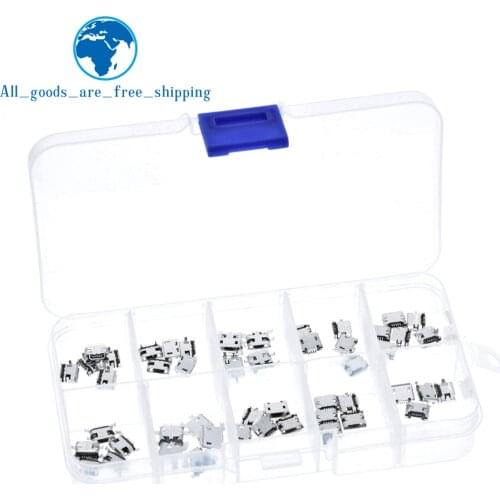 50 Pcs/box 10 Models Micro USB Connector Socket Jack USB Connectors Set for MP3/4/5 Lenovo ZTE Huawei Samsung SONY Xiaomi HTC