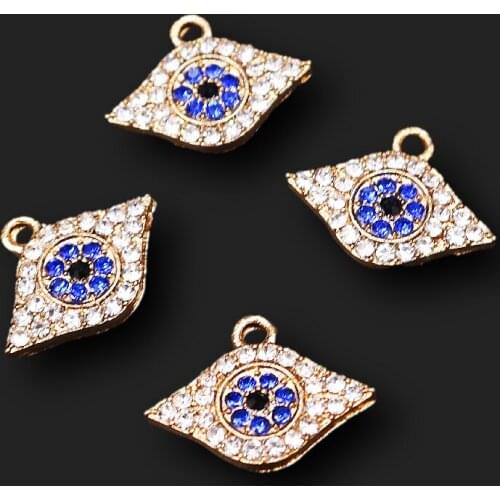 8pcs Handmade Rhinestone Glamour All Seeing Eye Pendant DIY Charm Bracelet Earrings Jewelry Crafts Making P763