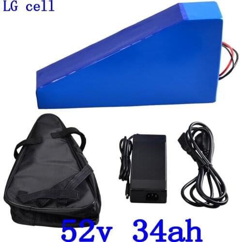 52v triangle lithium battery 52v 34ah electric bike battery 52v 34ah electric scooter battery use LG cell for 48V 1000W motor