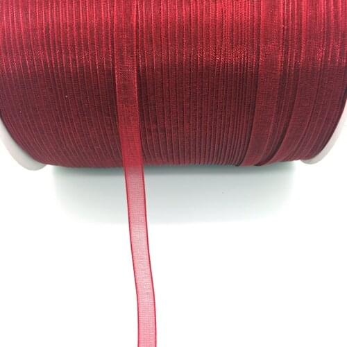 Free Shipping 10yds/lot 1/4" 6mm Deep red Organza Ribbon Bow Hair Wedding Decoration Lace Crafts
