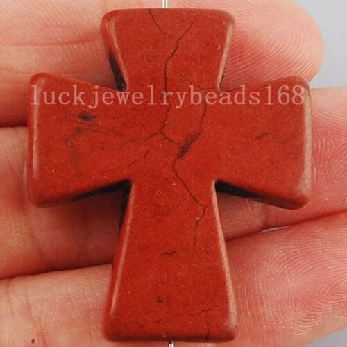 Free Shipping Women Fashion Jewelry 30x36mm Brown Howlite Cross Pendant Bead C2714