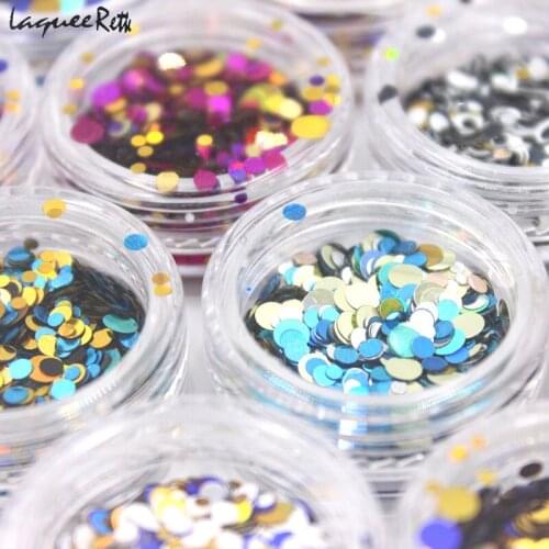 Brand Laquee Rette 12 Colors Mixed Dot Shape for Round Thin Paillette Glitter for Nail Art Decorations Gel Polish DIY Decoration