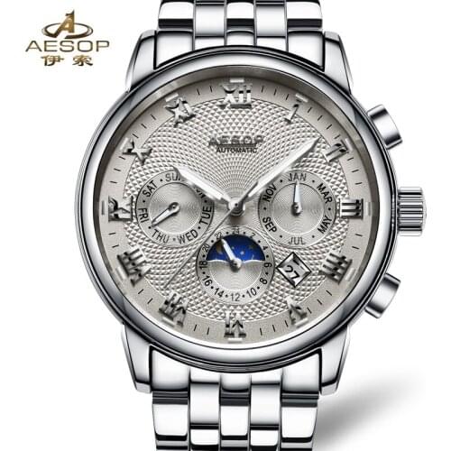 Top Pilot 1963 watch all-steel multi-function aviation military Watch Men automatic mechanical personality popular male clock