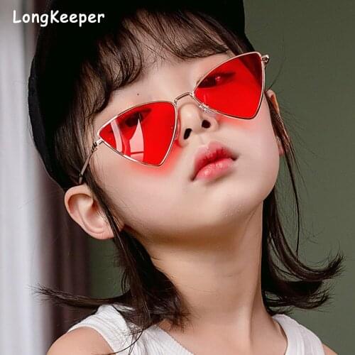 Childrens Triangle Sunglasses Boys Girls Metal Frame Sun Glasses Small Personality Streetwear For Kids Glasses Outdoor UV400