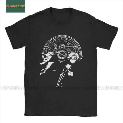 Ed And Al Elric Brothers FullMetal Alchemist T-Shirt Men Edward Brotherhood Anime Fma Manga Cotton Tee Short Sleeve T Shirt