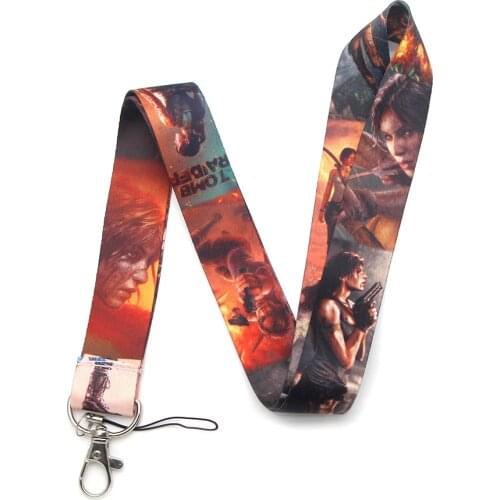 ER325 Brave Girl Tomb Raider Cool Lanyards Id Badge Holder Key ID Card Pass Gym Mobile Badge Holder Lanyard Rope Chain Necklace