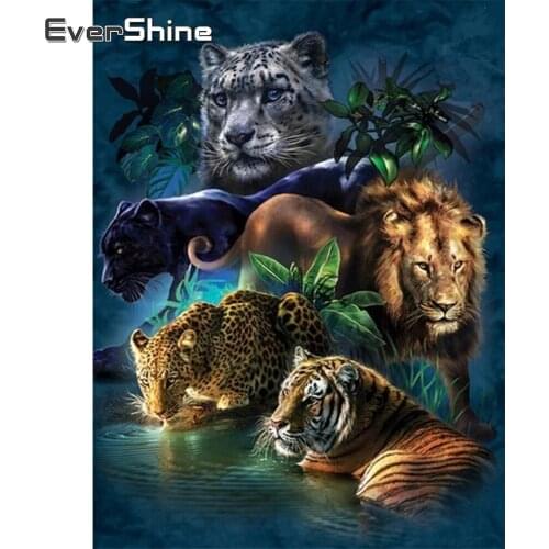 EverShine 5D DIY Diamond Embroidery Leopard Full Square Cross Stitch Diamond Painting Animal Mosaic Kits Handicraft Home Decor