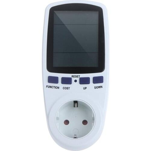 EU Plug Power Energy Meter Wattage Voltage Current Frequency Monitor Analyzer with Power Factor LCD Cost Overload Display 230V