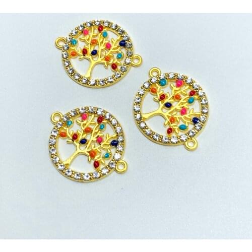 10pcs fashion diy handmade bracelets necklace drop oil life tree feature accessories connector