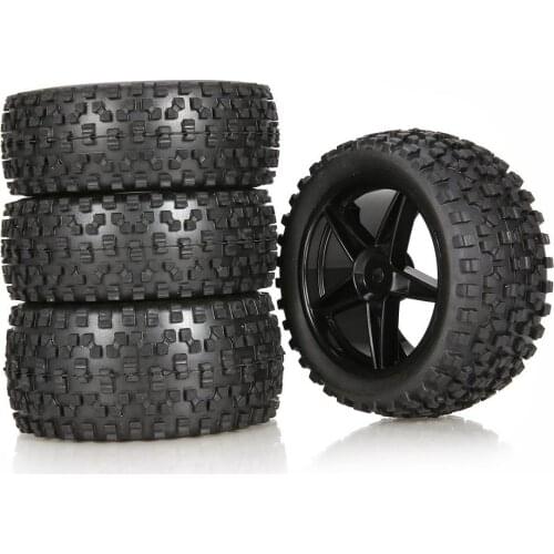 4Pcs 88mm 5 Contour Square Stripes Fetal Flower Off-road Wheel Rim and Tires for 1/10 Monster Truck Racing RC Car Accessories