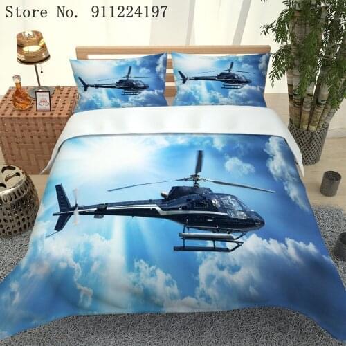 3D Helicopter Digital Print Bedding Set 3Pcs Duvet Cover Single Double Microfiber Bedclothes Twin/Full Queen/King 240x220CM
