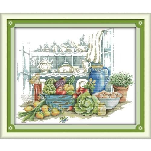 Kitchen cross stitch kit aida 14ct 11ct count printed canvas stitches embroidery DIY handmade needlework
