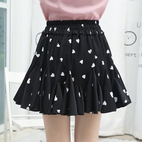 Summer New Fashion Floral Mini Skirt Chiffon Girls Pleated Skirt Slim-fit Skirt with Large Print Anti-exhaust