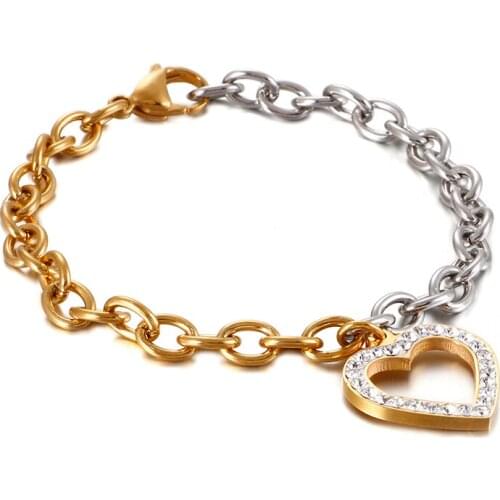 Fashion Zircon Heart-shaped Bracelet Simple Titanium Steel Jewelry For Woman Gift Never Fade Drop Shipping