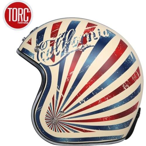 TORC Motorcycle Helmet Motorbike Vintage Open Face 3/4 Racing Helmet Motocross Jet Retro Capacete Casque Moto DOT Approved