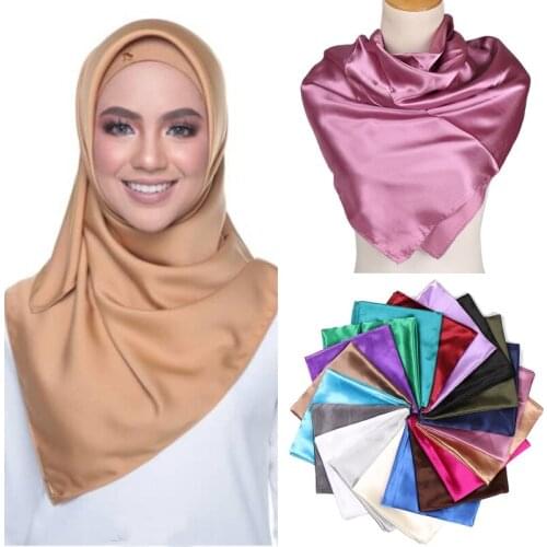Muslim Square Scarf Wrap Shawl Islamic Dubai Hijab Jilbab Middle East Ramadan Prayer Headwear Women Head Cover Scarves Turban