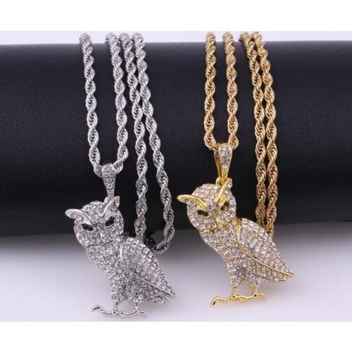 Fashion Personality Animal Owl Hip-Hop Pendant Necklaces for Men Jewelry Gift