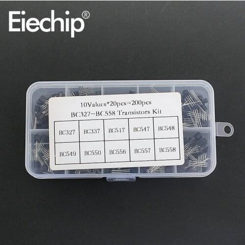 200pcs/lot transistor kit BC327 BC337 BC517 BC547 BC548 BC549 BC550 BC556 BC557 BC558 10Values*20pcs transistor TO-92