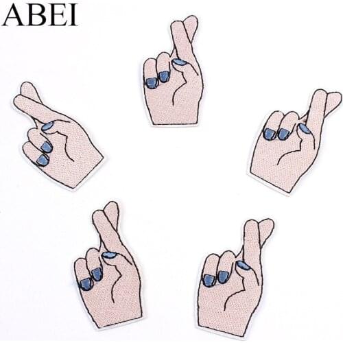 50pcs/lot Gesture Embroidery Patches Letters Clothing Decoration Accessories Diy Iron Heat Transfer Applique Clothes Diy Patch
