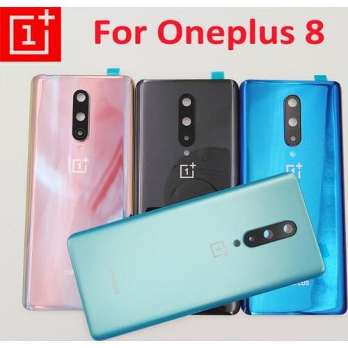 Oneplus 8 One Plus 1+ 8 Back Glass Battery Cover Rear Door Housing Case Repair Replacement Parts With Camera Lens Frame+Adhesive