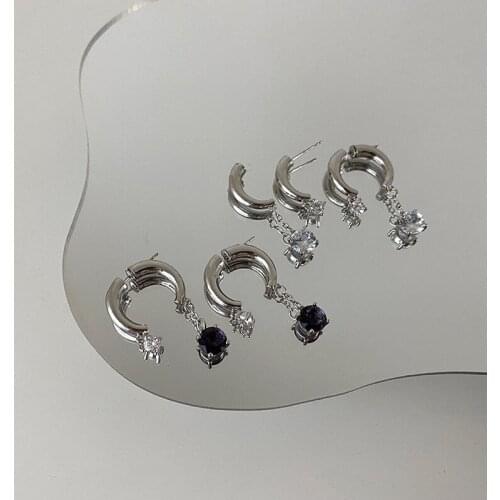 Origin Summer Temperament Cubic Zircon Dangle Earring for Women Trendy Long Tassel Silver Color Metallic Earring Jewelry