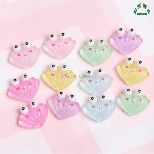 Seashell Charms for Jewelry making Resin Charms for Slime 20mm 10pcs Flatback Cabochons for DIY scrapbooking cute Cartoon Charms