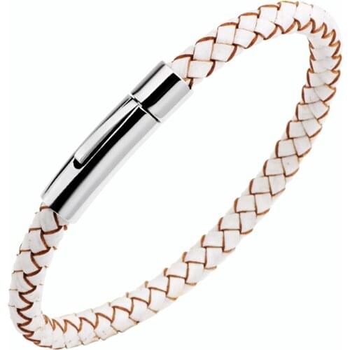 Simple Stainless Steel Women Leather Bracelets Fashion Metal Weaving String Rope Bracelets Bangles Wristband Bangles Jewelry