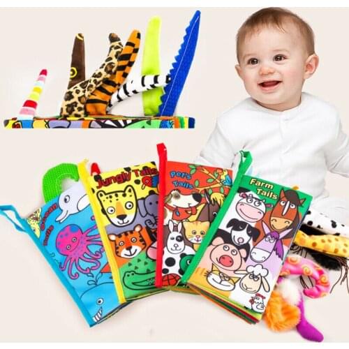 PUDCOCO Soft Baby Kids 3D Animal Tail Cloth Book Safety Development Educational Toys Cognize Book
