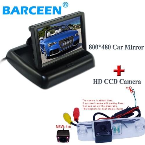 Parking assistance security 2 in 1 set include 4.3" car monitor Foldable with 4 ir car rear camera use FOR Hyundai Elantra
