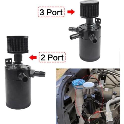 Universal Aluminum 2-port/ 3-port Oil Catch Can Tank of Breather Filter Engine Mini Oil Separator