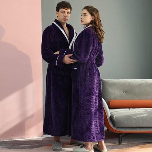 Vintage Flannel Couple Bathrobe Pijama Mujer Men Women Nightwear Daily Casual Home Lounge Robe домашняя одежда женская