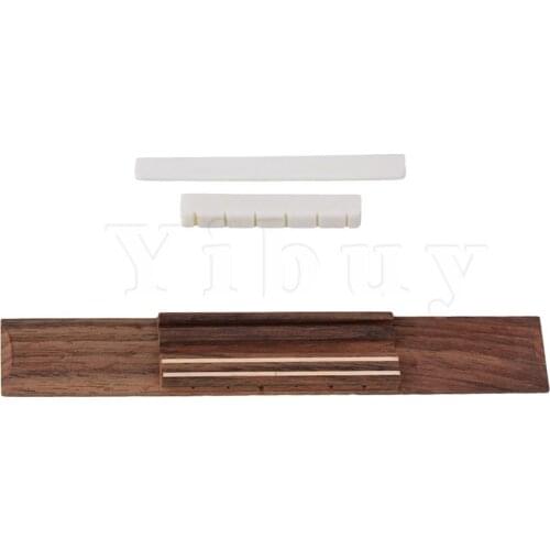 Yibuy White Bone Saddle Nut & Rosewood Bridge Kit for 6 String Classic Guitar