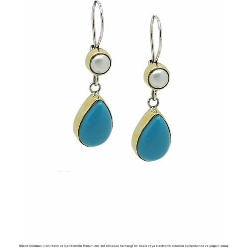 Silver Turquoise Stone Women Earrings