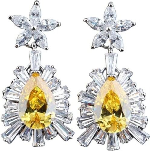 Earrings For Women 2021 Trend Female Korean Fashion Copper Set AAA Zircon S925 Silver Needle Dinner Wedding Gift Eardrop