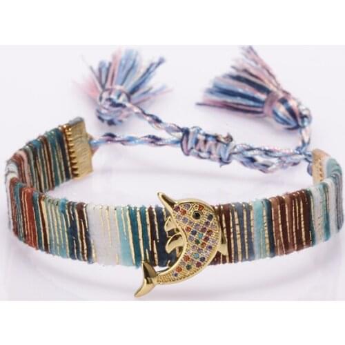 White cz gold sheep goat skull charm ethnic boho bohemia soft cotton silk tassel tail wristband adjustable bracelet for woman