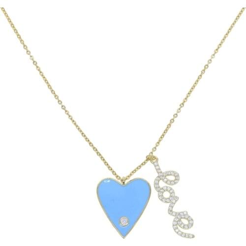 Love Letter Cz Necklaces for Women White Pink Heart Pendant Shape Tiny Chain Necklace Luxury Trendy Party 2021 Jewellery