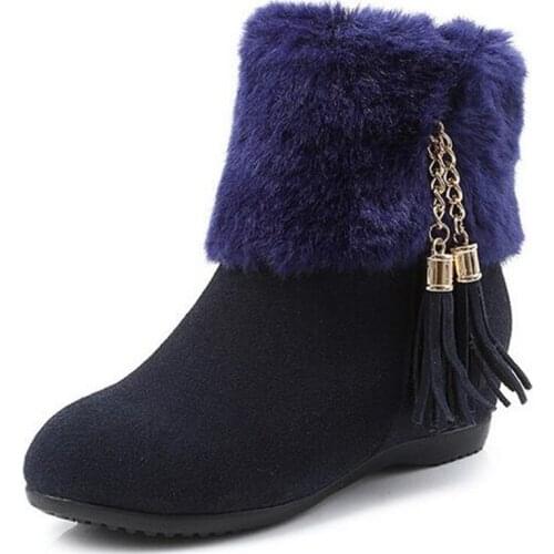ZXRYXGS Frosted Cowhide Fringed Large Size Snow Boots Women Boots 2021 Winter Cotton Shoes Flat Non-slip Elegance Fashion Boots