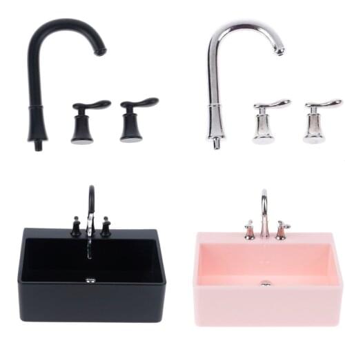 1:6 Doll House Miniature Furniture Accessories Sink Basin Faucet Mini Doll House Model