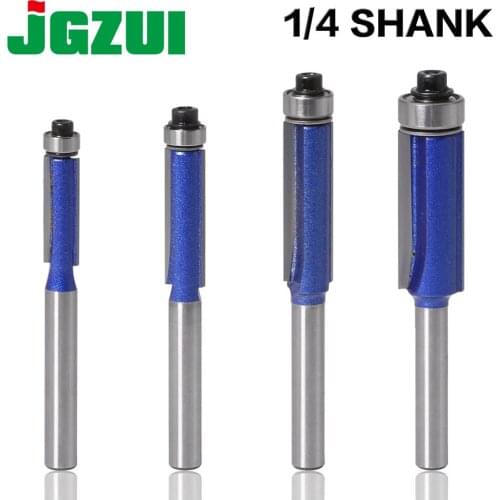 1pc 1/4 Shank Trim Router Bit with Bearing for Wood Template Pattern Bit Tungsten Carbide Milling Cutter for Wood