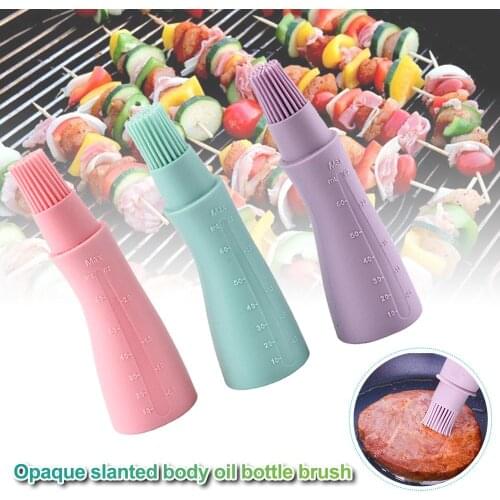 1PC Opaque Silicone Oil Bottle Brush Barbecue Oil Brush with Scale Brush Kitchen Baking Tools