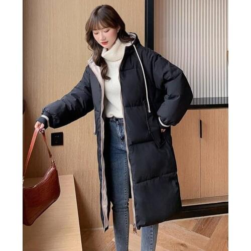 2020 Long Winter Coat Women Hooded Down Parka Ladies New Warm Winter Jacket Women Loose Big Fur Collar Jacket Coat CL757