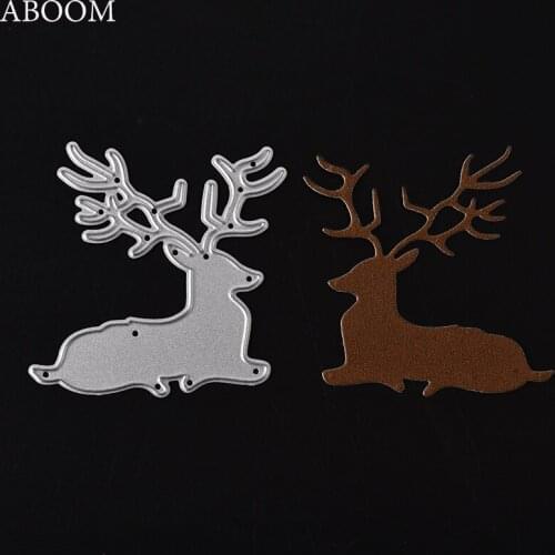 ABOOM New Christmas Sitting Deer Metal Cutting Dies For Scrapbooking Stencils DIY Album Card Decoration Embossing Folder Die Cut